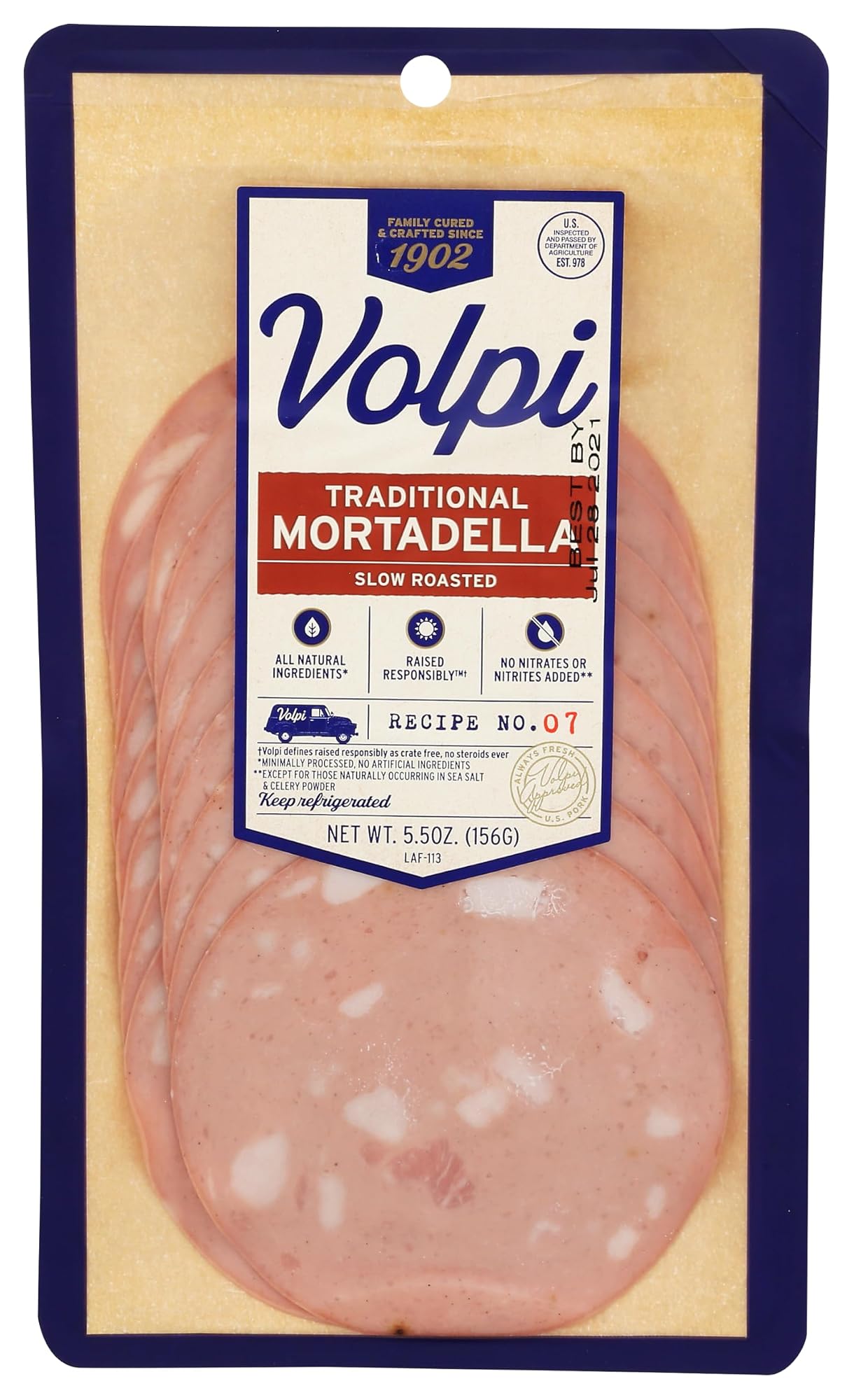 Мортадела Volpi Traditional, нарізка 113 г